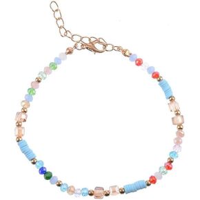 Eioi & Lmnm Coloful Boho Beaded Anklet for Women, Colored Crystal Foot Chain, Bohemian Summer Beach Beads Ankle Bracelet, Cute Dainty Friendship Jewelry Gift for Besties