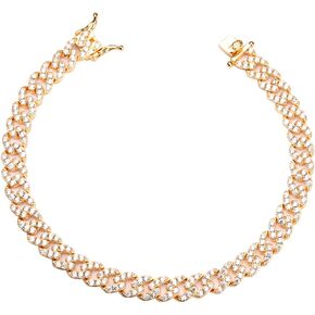 8mm Gold Plated CZ Iced Miami Cuban Link Anklet Bracelet Womens Bling Fashion Hip Hop Party Foot Jewelry Gift