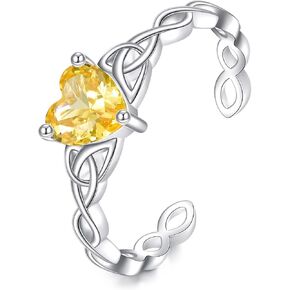 Citrine Ring Heart Citrine Ring 925 Sterling Silver Infinity Ring Healing Birthstone Rings Birthday for Women