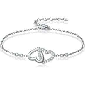 Ankle Bracelets for Women, 925 Sterling Silver Infinity/Heart/Pineapple/Butterfly/Turtle/Evil Eye/Sand Dollar Anklets Waterproof, Christmas Birthday Bracelet Anklets Jewelry Gift Adjustable