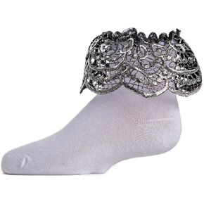 MeMoi Metallic Scalloped Cotton Blend Anklet Socks
