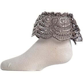 MeMoi Metallic Scalloped Cotton Blend Anklet Socks