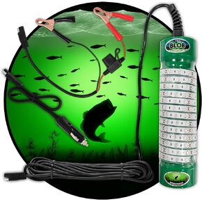 Green Blob Outdoors مصباح صيد جديد تحت الماء LED للأحواض 7500 أو 15000 لومن مع سلك طاقة 110 فولت تيار متردد 30 قدمًا أو 50 قدمًا، كرابي، سنوك، جاذب الأسماك، صنع في تكساس