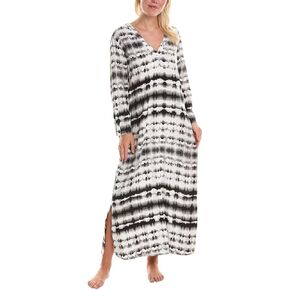 قفطان نسائي من N Natori بطول 52 بوصة، أسود/أبيض، مقاس X-Small in Kuwait