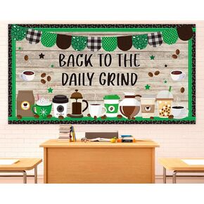 Coffee Bulletin Board Set Coffee Cup Classroom Decorations Hot Cocoa Cutouts Green Coffeehouse Crafts for Teachers Students Back to School Kindergarten Wall Door Decors Party Supplies