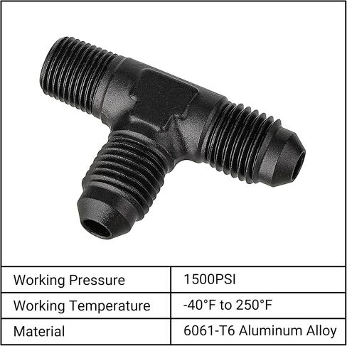 EVIL ENERGY 4AN Tee Male Flare to 1/8 NPT on Run T Fitting Adapter Aluminum Black in Saudi Arabia
