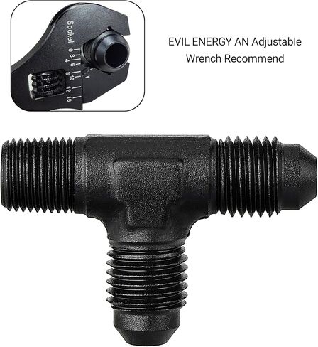 EVIL ENERGY 4AN Tee Male Flare to 1/8 NPT on Run T Fitting Adapter Aluminum Black in Saudi Arabia