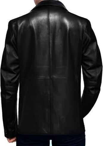 Double Breasted Men's Leather Jacket Coats - Lambskin Leather Blazer for Men in Saudi Arabia