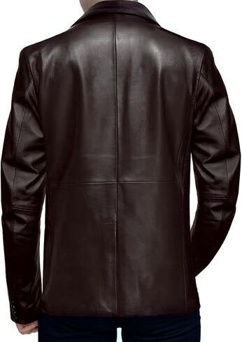 Double Breasted Men's Leather Jacket Coats - Lambskin Leather Blazer for Men in Saudi Arabia