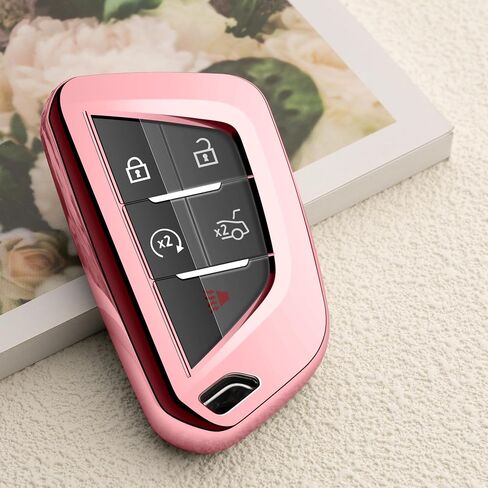 Compatible with Cadillac Key Fob Cover Black TPU Car Key Chain Holder case Protector Escalade ESV CT4 CT5 Accessories in Kuwait