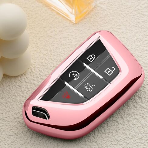 Compatible with Cadillac Key Fob Cover Black TPU Car Key Chain Holder case Protector Escalade ESV CT4 CT5 Accessories in Kuwait