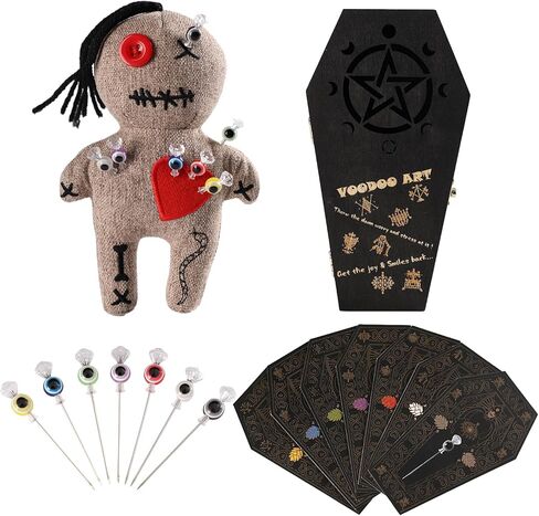مجموعة دمية الفودو، هدايا لعبة تخفيف التوتر للنساء، ديكور ساحرة دمية مخيفة مضحكة، دمى الفودو السحرية الرعب تراقبك، مجموعة مزحة هدية هفوة لزملاء العمل والمكتب والانفصال والطلاق in Kuwait