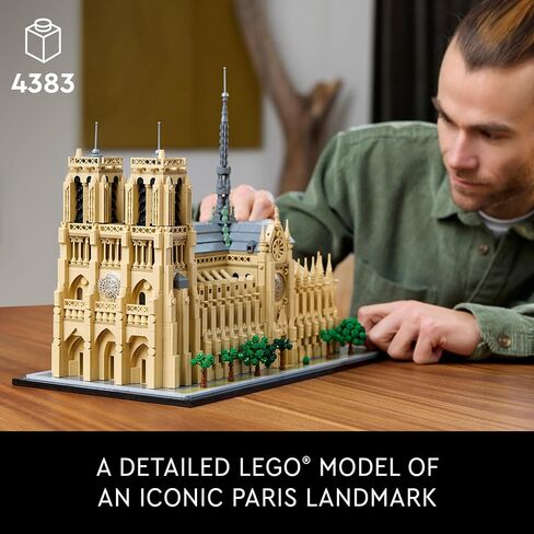نسخة طبق الأصل من LEGO Architecture Notre-Dame de Paris، مجموعة نماذج معمارية، مجموعة بناء قابلة للتجميع للبالغين، بناء وعرض تذكاري، فكرة هدية لمحبي التاريخ والسفر والفن، 21061 in Saudi Arabia