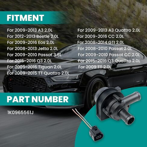 1K0965561J مضخة مياه التبريد المساعدة لبيتل A3 باسات Eos GTI تيجوان TT Q3 كواترو 2.0L in Saudi Arabia