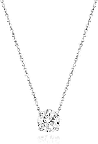 EAMTI 925 Sterling Silver Necklace for Women 0.5/0.8/1CT Round Cut Cubic Zirconia CZ 16 Inch Solitaire Necklace Dainty Jewelry Gifts for Women Extenders with Lobster Clasp Gifts Anniversary Day in Saudi Arabia