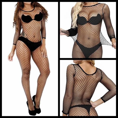 Women's Sexy See Through One Piece Bodycon Black Mesh Jumpsuit,Medium Hole Fish Net Club Outfit for Ladies in Saudi Arabia