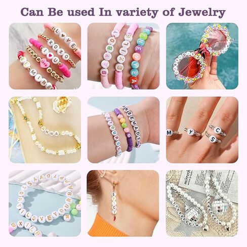 COUYGLI 1500 PCS Letter Beads,Friendship Bracelet Making Kit with Elastic String，for Bracelets Kit Jewelry Making Bulk Crafts, Charm Preppy Beads Starter Kit，Holiday Gifts (White with colored beads) in Saudi Arabia