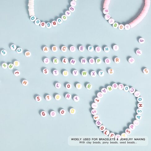 COUYGLI 1500 PCS Letter Beads,Friendship Bracelet Making Kit with Elastic String，for Bracelets Kit Jewelry Making Bulk Crafts, Charm Preppy Beads Starter Kit，Holiday Gifts (White with colored beads) in Saudi Arabia