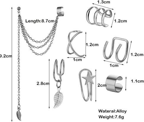 Leaf Tassel Earrings Vintage Tassel Hanging Chain Ear Cuff Crawler Climber Earrings for Women Charm Jewelry 7pcs Set in Kuwait