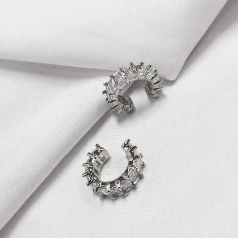 Adjustable CZ Ear Cuff Earring for Women Teen Non-Piercing Cartilage Clip on Earrings Wrap Ear Jewelry Cubic Zirconia Crystal Fake Helix Hoop Huggie Earring Dainty Gift for Daughter Bff in Saudi Arabia