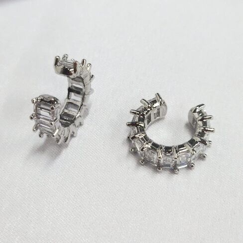 Adjustable CZ Ear Cuff Earring for Women Teen Non-Piercing Cartilage Clip on Earrings Wrap Ear Jewelry Cubic Zirconia Crystal Fake Helix Hoop Huggie Earring Dainty Gift for Daughter Bff in Saudi Arabia
