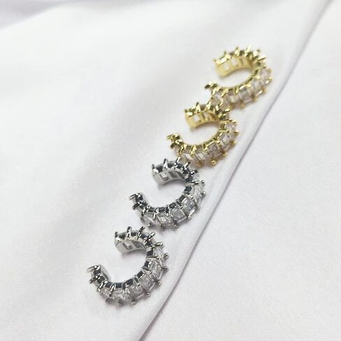 Adjustable CZ Ear Cuff Earring for Women Teen Non-Piercing Cartilage Clip on Earrings Wrap Ear Jewelry Cubic Zirconia Crystal Fake Helix Hoop Huggie Earring Dainty Gift for Daughter Bff in Saudi Arabia