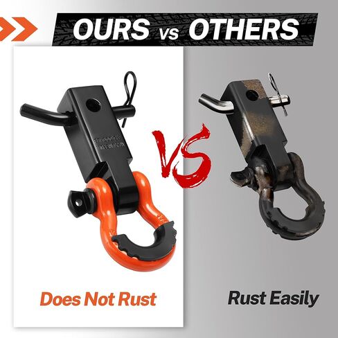 مجموعة استقبال وصلة القيد 2 بوصة، مع تكبل حلقة على شكل حرف D 3/4 بوصة ودبوس لولبي 5/8 بوصة، أقصى قوة للكسر 45000 رطل، لاستعادة السيارة (أحمر) in Kuwait