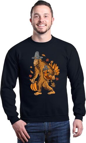 shop4ever Bigfoot Pilgrim Turkey Pumpkin Thanksgiving Sasquatch Crewneck Sweatshirts in Kuwait