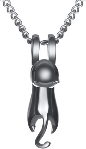 قلادة صغيرة من الفولاذ المقاوم للصدأ معلقة على شكل قطة كيتي قلادة فضية اللون in Kuwait