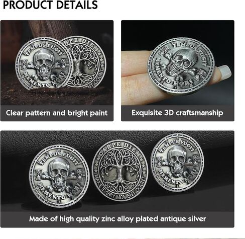 Memento Mori Coin 3D Skull Challenge Coin Stoic Coin Reminder Token for Daily Stoic in Saudi Arabia