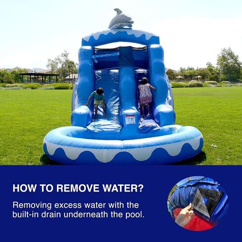 HeroKiddo 13’ Dolphin Commercial Grade Water Slide with Pool for Kids and Adults (with Blower), Wet Dry Use, Outdoor Indoor, Birthday Party, Rental Quality in Saudi Arabia