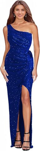 Women’s Sequin Prom Dress One Shoulder Formal Gowns Sparkly Glitter Gowns Wedding Party Evening Cocktail Club in Kuwait