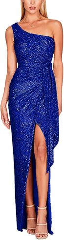 Women’s Sequin Prom Dress One Shoulder Formal Gowns Sparkly Glitter Gowns Wedding Party Evening Cocktail Club in Kuwait