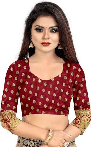 Glamora Women's Banarasi Silk Patli Pallu Saree With Unstitched Blouse piece in Saudi Arabia