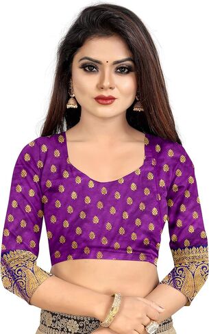 Glamora Women's Banarasi Silk Patli Pallu Saree With Unstitched Blouse piece in Saudi Arabia