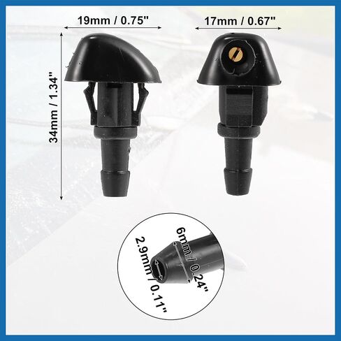 Windshield Wiper Washer Nozzle Spray Jet for Honda Civic 1987-2005 No.76810SWAE01 - Pack of 2 Item Replacement in Saudi Arabia