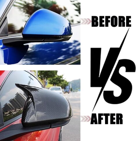 Auto Car Mirror Cover Rearview Mirror Guard Covers Side Cap Trim for Mustang 2015-2025 GT/GT Premium/Ecoboost/Ecoboost Premium/V6,Not Fit for Mach-e,With Turn signal Light,Carbon Fiber Look in Saudi Arabia