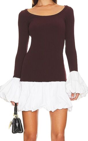 Women's 2024 Fall Dress Sexy Crew Neck Puffy Long Sleeve Bubble Party Club Bodycon Mini Dresses in Kuwait