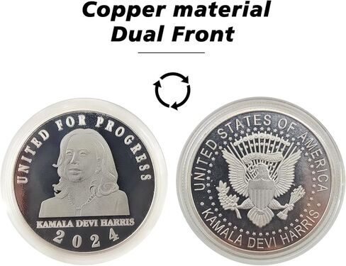 Kamala Harris Coin, Double-Sided Kamala Harris for President 2024 Commemorative Presidential Metal Coin Political Voted for Democratic Coin for Kamala Harris' Supports (Silver) in Saudi Arabia