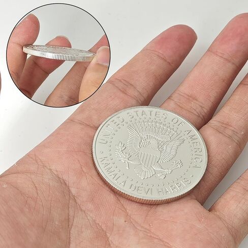 Kamala Harris Coin, Double-Sided Kamala Harris for President 2024 Commemorative Presidential Metal Coin Political Voted for Democratic Coin for Kamala Harris' Supports (Silver) in Saudi Arabia