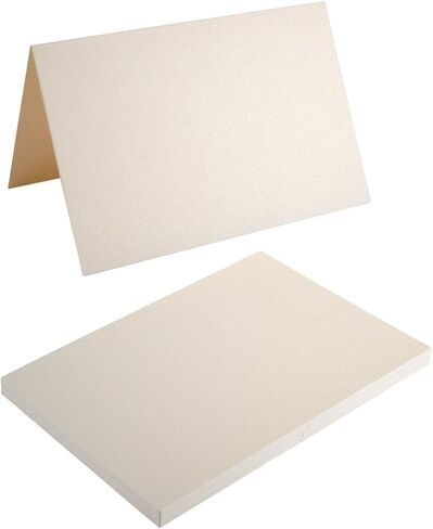 50 حزمة من بطاقات المعايدة اللامعة المطوية الفارغة لبطاقات DIY (كريم لامع، 5x7) in Kuwait