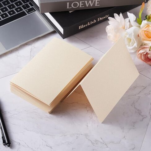 50 حزمة من بطاقات المعايدة اللامعة المطوية الفارغة لبطاقات DIY (كريم لامع، 5x7) in Kuwait