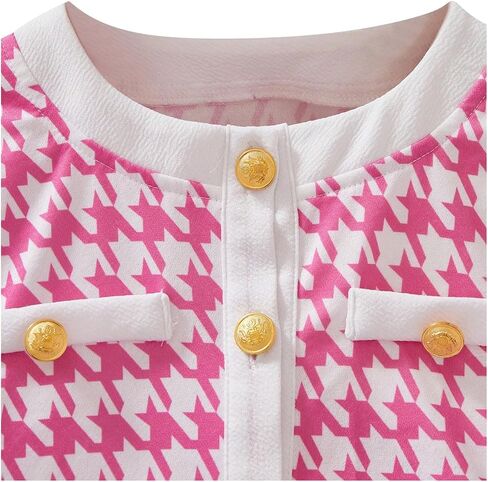 Milumia Girl's Two Piece Outfits Houndstooth Button Up Blouses and Pants Set in Saudi Arabia