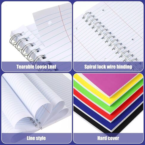 Cholemy 12 Pcs Spiral Notebook Bulk 8 x 10.5 Inch Office School Notebook Note Pads, 1 Subject, College Ruled Paper, 200 Sheets 100 Pages for Office Business School Gifts Supplies (Black) in Saudi Arabia