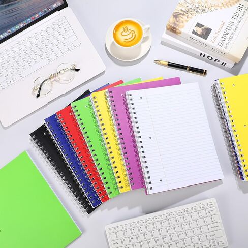 Cholemy 12 Pcs Spiral Notebook Bulk 8 x 10.5 Inch Office School Notebook Note Pads, 1 Subject, College Ruled Paper, 200 Sheets 100 Pages for Office Business School Gifts Supplies (Black) in Saudi Arabia