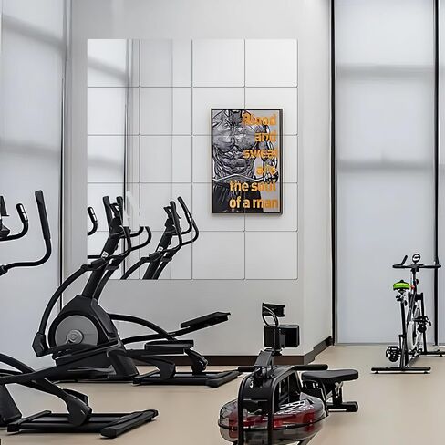 Full Length Wall Mirror, 12 Pcs 14 x 14 Inch Full Body Mirror Tiles for Bedroom Home Gym Door Dorm, 2mm Thickened Acrylic Mirror Stickers for Walls in Saudi Arabia