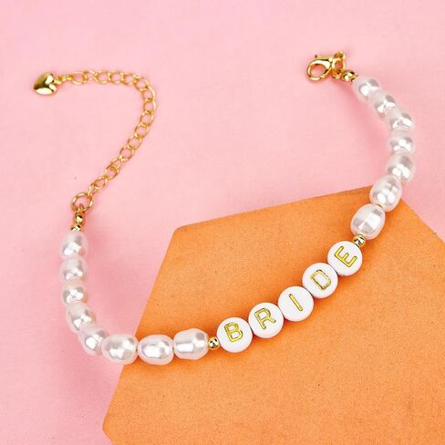 سوار العروس هدايا العزوبية للعروس، أساور العروس مطرزة باللؤلؤ لحفلات العزوبية، العروس لتكون هدية، هدية وصيفة العروس، هدية لحفلات الزفاف، إكسسوار الزفاف in Kuwait