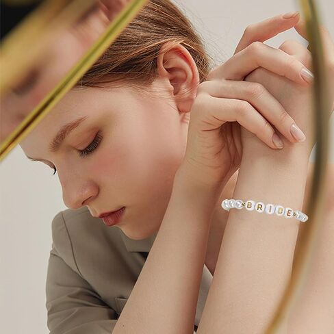 سوار العروس هدايا العزوبية للعروس، أساور العروس مطرزة باللؤلؤ لحفلات العزوبية، العروس لتكون هدية، هدية وصيفة العروس، هدية لحفلات الزفاف، إكسسوار الزفاف in Kuwait