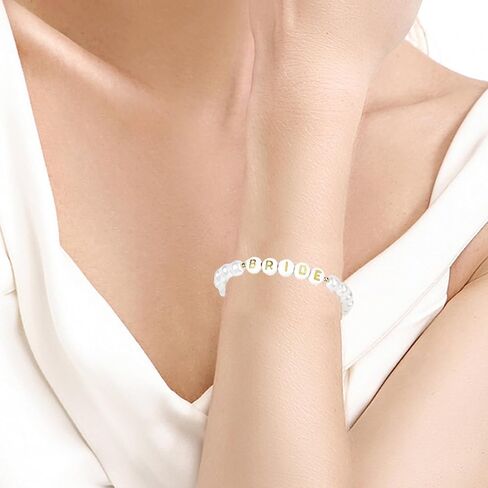 سوار العروس هدايا العزوبية للعروس، أساور العروس مطرزة باللؤلؤ لحفلات العزوبية، العروس لتكون هدية، هدية وصيفة العروس، هدية لحفلات الزفاف، إكسسوار الزفاف in Kuwait