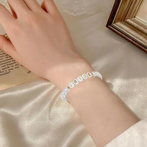 سوار العروس هدايا العزوبية للعروس، أساور العروس مطرزة باللؤلؤ لحفلات العزوبية، العروس لتكون هدية، هدية وصيفة العروس، هدية لحفلات الزفاف، إكسسوار الزفاف in Kuwait